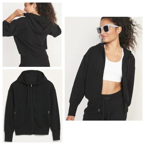 Old Navy Women's Dynamic Fleece Zip Hoodie Black Size L - Picture 1 of 8